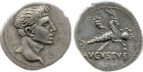 Srebrnjak cara Augusta - znak jarca (1.st.pr.ne)